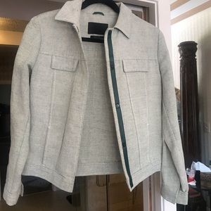 Prada jacket, linen and leather